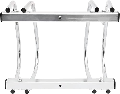 Miniatura 7 de Relaxdays Soporte para 2 bicicletas para montaje en suelo y pared, para 2 bicicletas de acero cromado, resistente a la lluvia para exteriores, 10.2