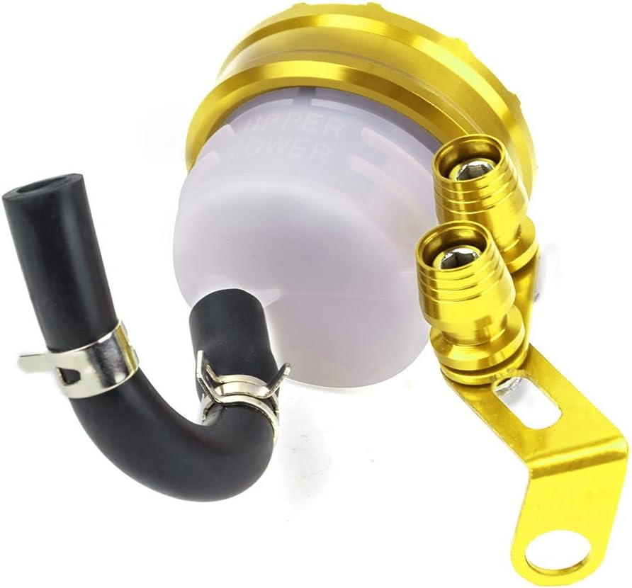 Universal Motorcycle Front Brake Fluid Reservoir Clutch Tank Oil Fluid Cup CNC Cap (Gold)
