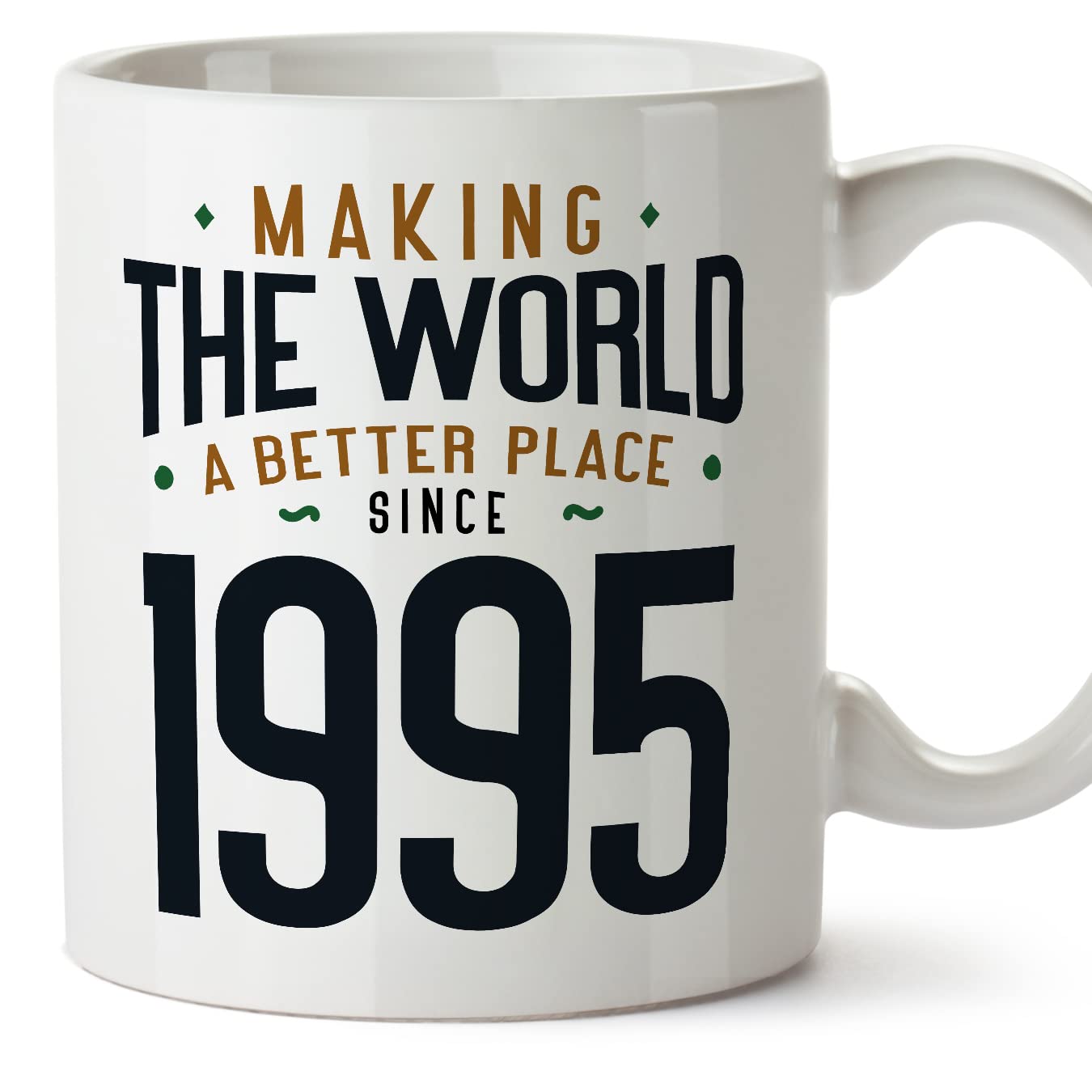 MUGFFINS 1995 Birthday Mug - in English - Making the World a Better Place - Funny Anniversary Present - 11 oz