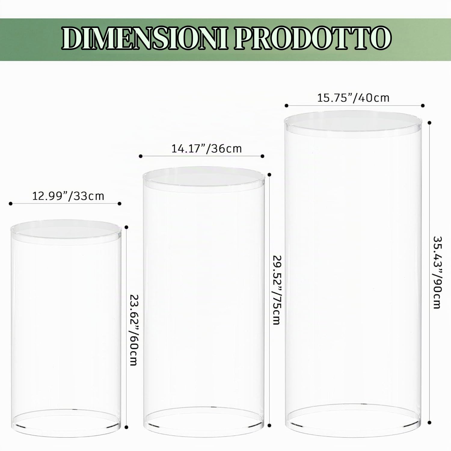 Qiang Cilindro Alzata Espositore Colonna 3 Pz Espositori per Cilindro Trasparenti Espositore Cilindri Espositore Centrotavola Decorativo,per Decorazioni Artistiche Feste Di Nozze