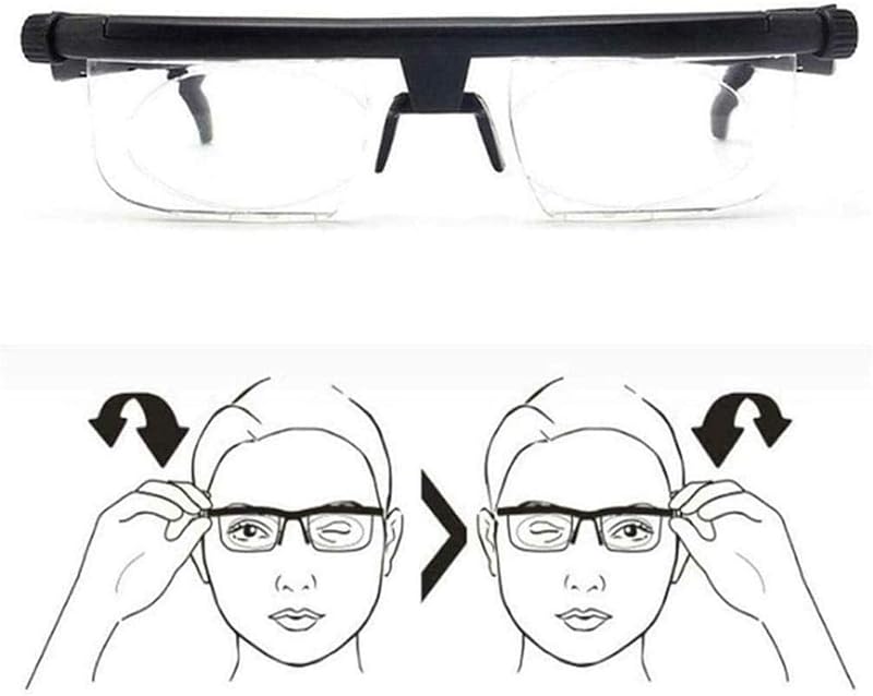 LJFYXZ Állítható Dioptriás Szemüveg -6D és +3D Között - HD Fáradtságcsökkentő Lencsék Férfiaknak és Nőknek - Kézi Fókuszállítással Olvasásho