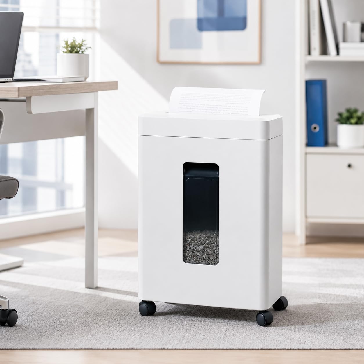 Distruggi Documenti Professionale Elettrico: P-5 Microframmenti Tritacarte 10 Fogli 60 Min Continuo Cestino 18L Silenzioso per Casa Ufficio Domestico Piccolo Studio Scuola