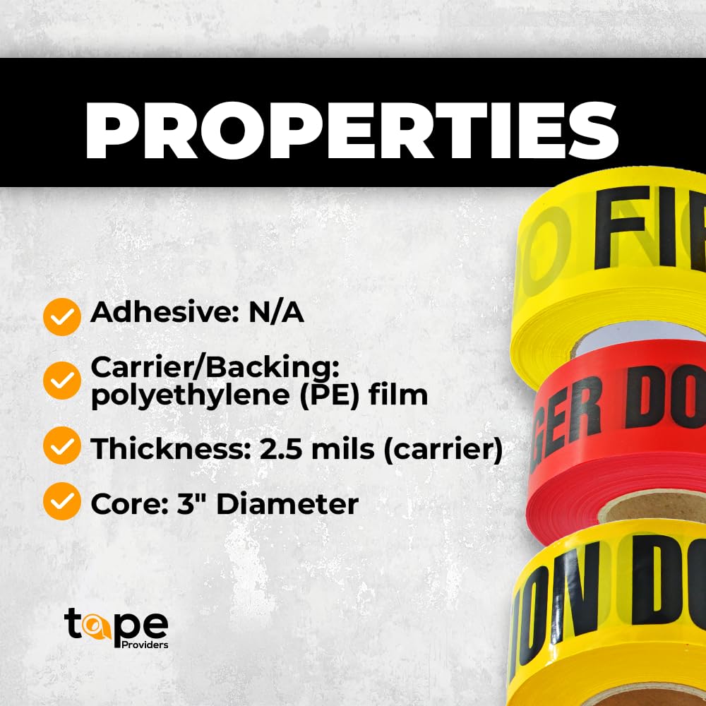 WOD BRC-FLDNC Barricade Caution Tape - 3 inch x 1000 feet - High Visibility Bright Yellow w/Bold Black Text FIRE LINE DO NOT Cross for Workplace Safety, Non-Adhesive & Heavy-Duty