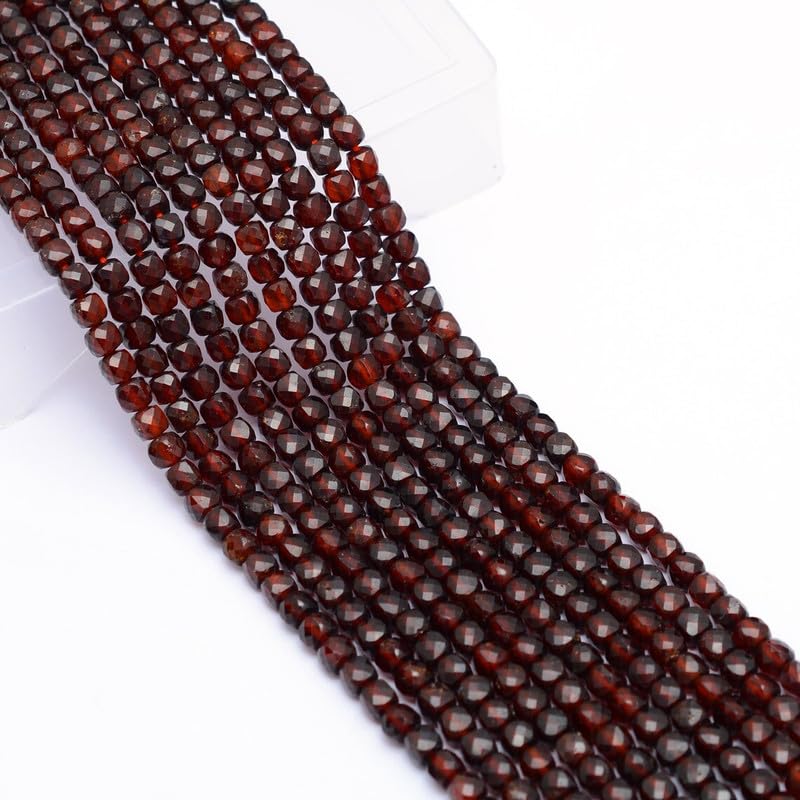 Perles cubiques en grenat rouge de 4mm pour créer vos propres colliers et bracelets
