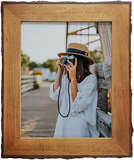 Eosglac 8x10 Live Edge Picture Frames, Rustic Wooden Photo Frame Farmhou...
