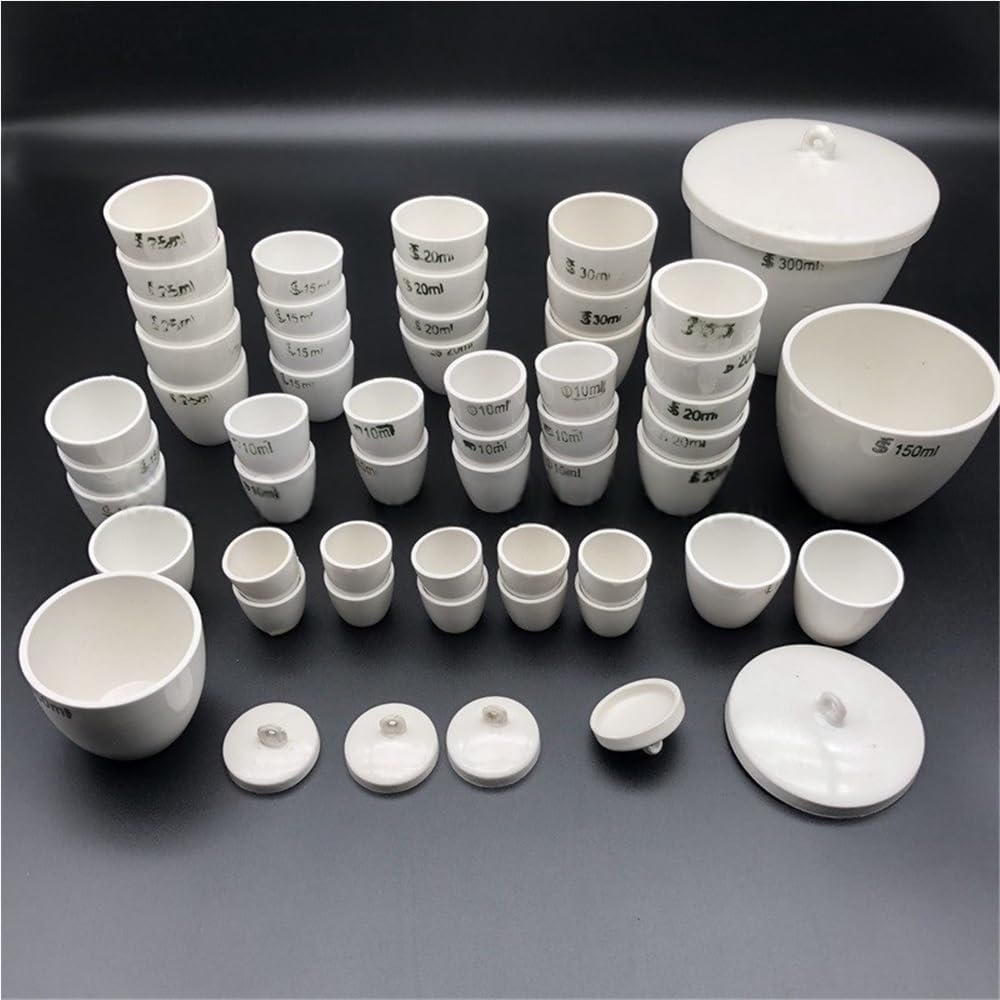 High-Temp Ceramic Crucible 200ml/300ml with Lid, for Lab Metallurgy Ceramics Melting(300ml)