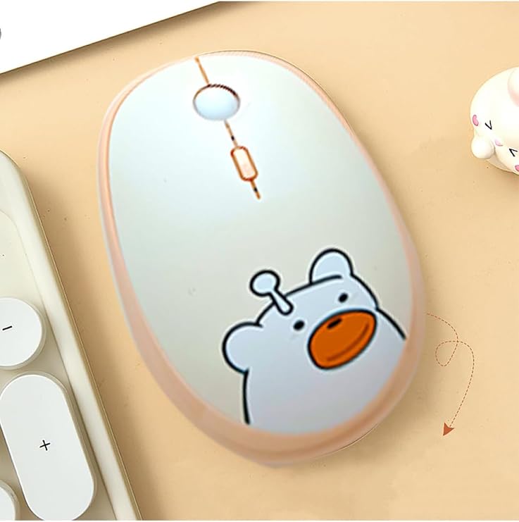 Microcase Mofii Ayıcık Desenli Kablosuz Renkli Yuvarlak Tuşlu Türkçe Klavye Mouse Set, Bej