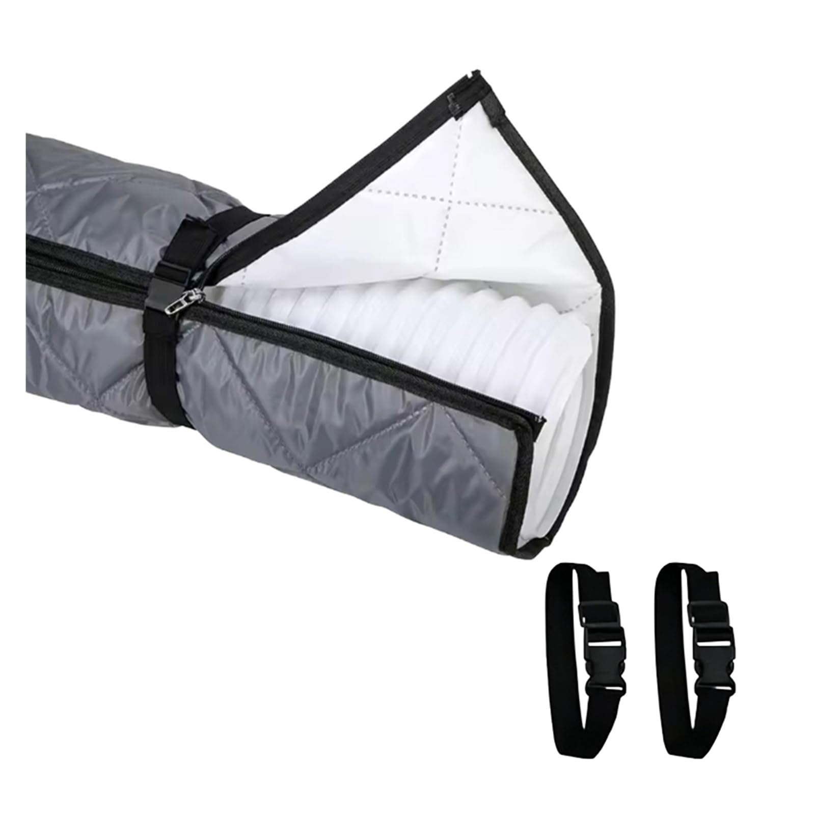 Shiketong Grey Zipper Air Conditioner Exhaust Protective Cover Adjustable Straps Hose Insulation Waterproof Dustproof Shield With 2 Buckle Straps(Grey Zipper)