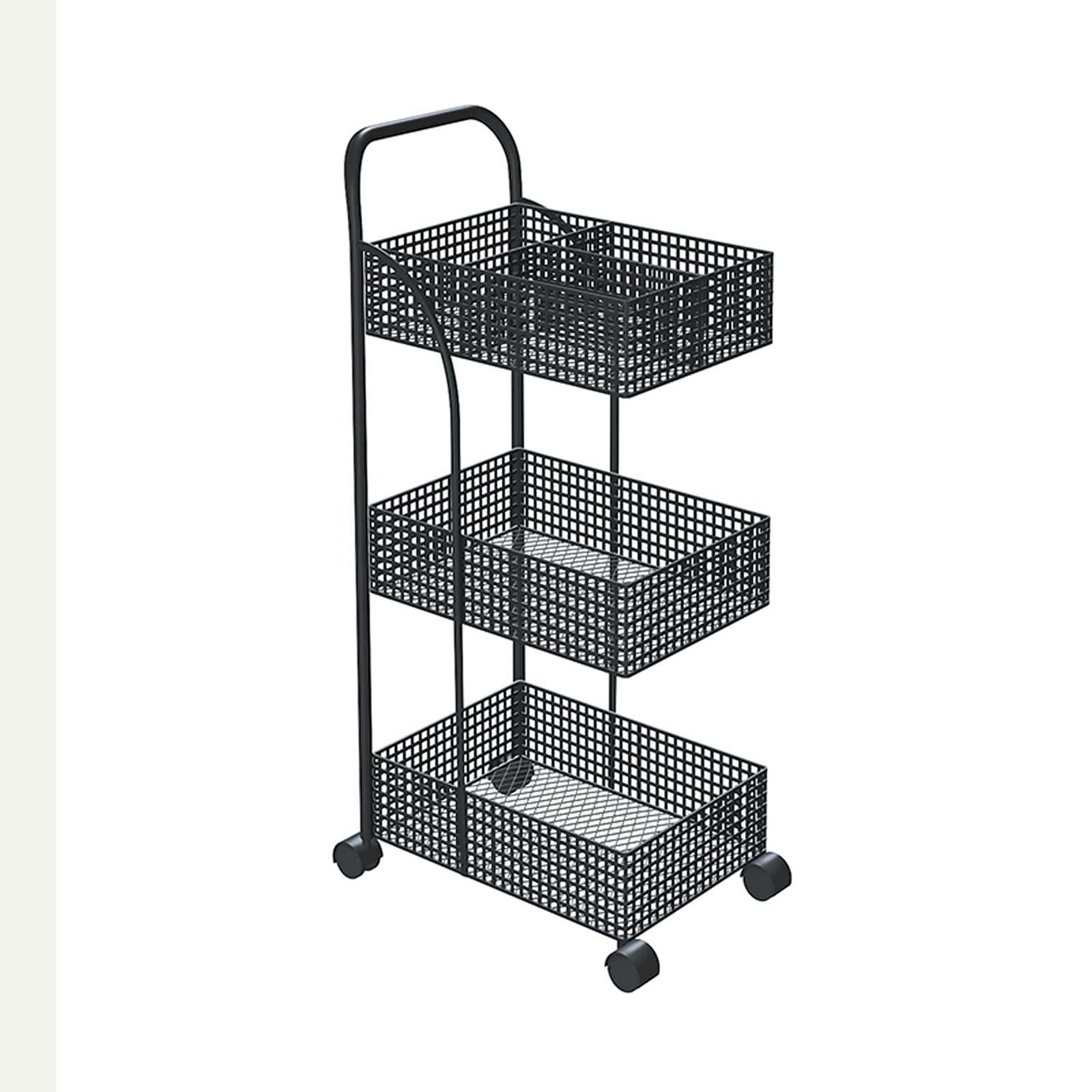 Scaffali galleggianti Scaffali per bagno, carrello a 3 livelli in rete metallica con ruote Scaffali in metallo per casa, cucina per ufficio Camera da letto per bagno Dorato per riporre il bagno (Color