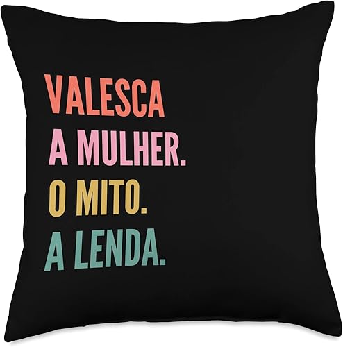 Funny Portuguese First Name Design-Valesca Throw Pillow, 18x18, Multicolor