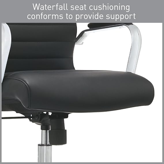 Realspace Modern Comfort Series Winsley Bonded Leather Mid-Back Chair, Black
