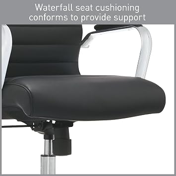Realspace Modern Comfort Series Winsley Bonded Leather Mid-Back Chair, Black