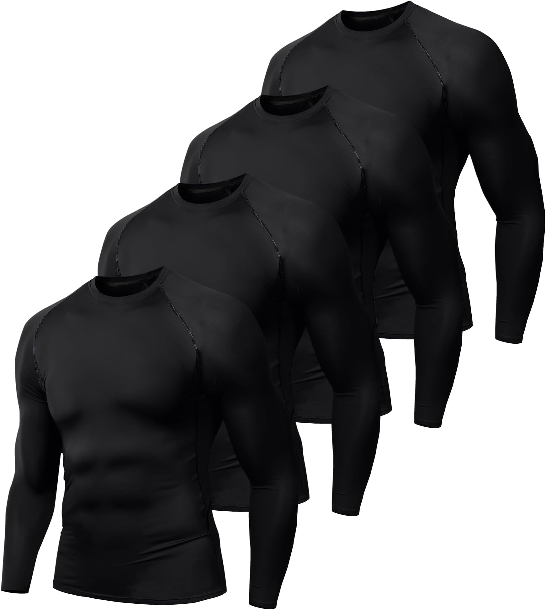 Men's Compression Shirts Long Sleeve Running Top Quick Dry Base Layer Tops for Gym Sports Workout