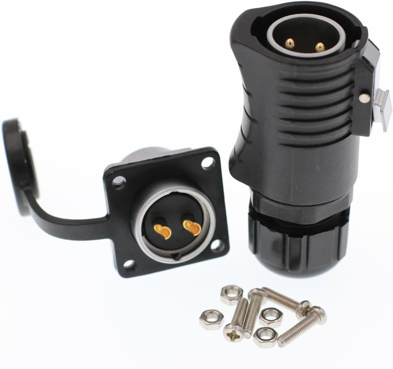 HangTon LP20 2 Pin Male Cable Plug Female Panel Socket for RV Solar Furrion Solar Charge, Waterproof Power Connector Industrial Bulkhead