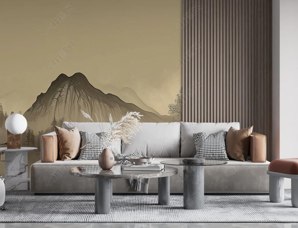 Papier peint intissé paysage encre poster geant mural decoration salon chambre