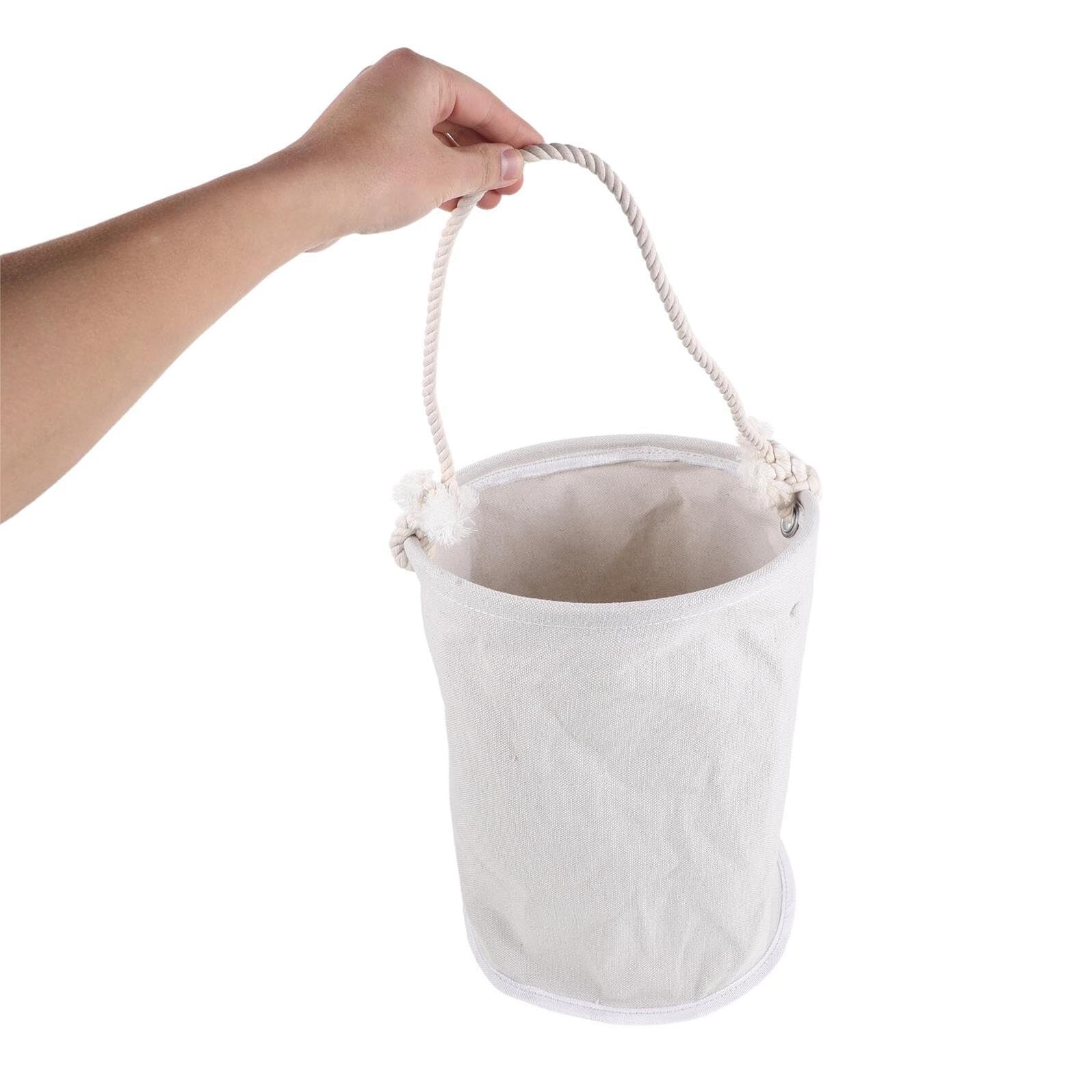 Bolsa de Herramientas de Lona Resistente, Cilíndrica, Color Claro
