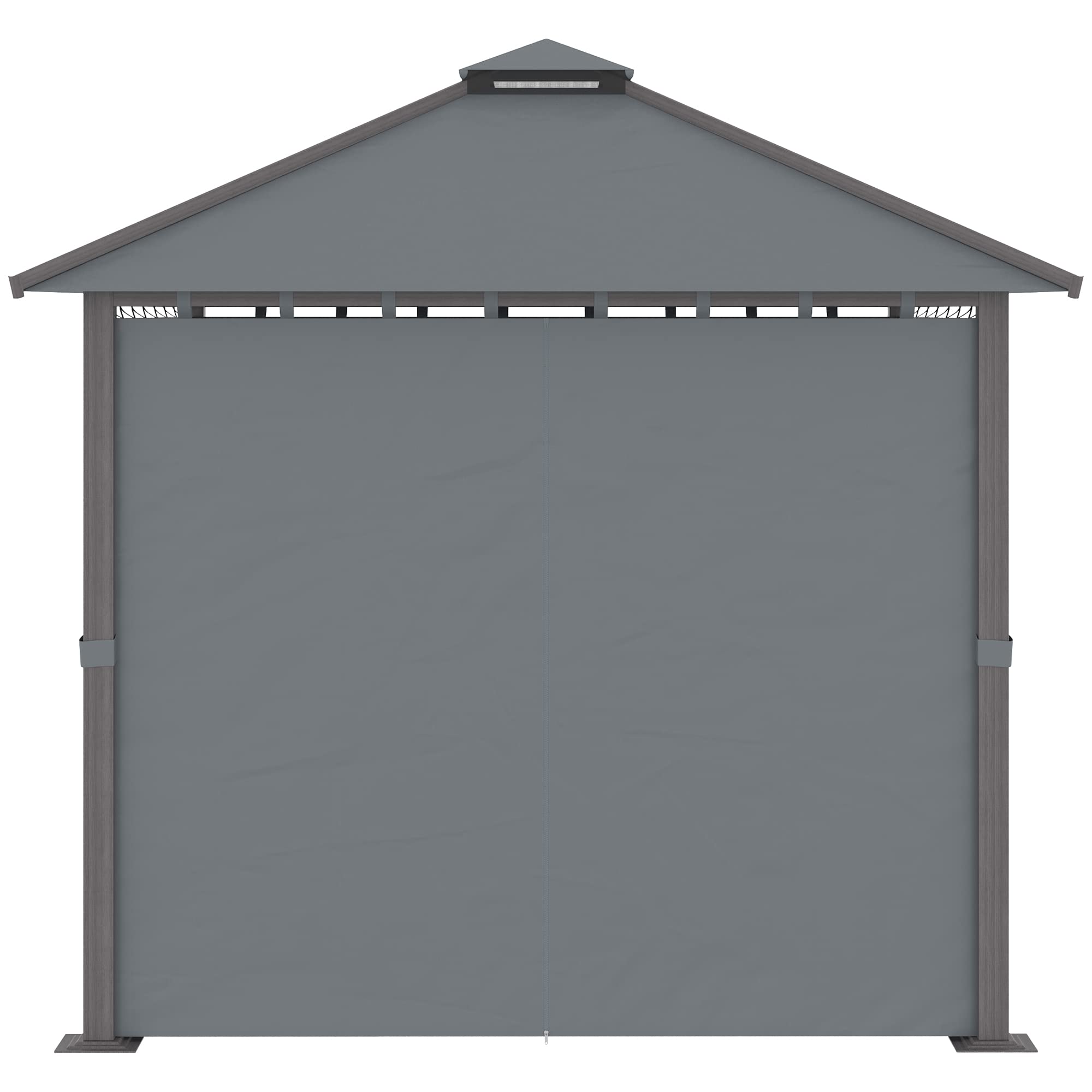 Outsunny Tonnelle de Jardin Pergola Extérieur Double Toit 3 x 3 m Gris