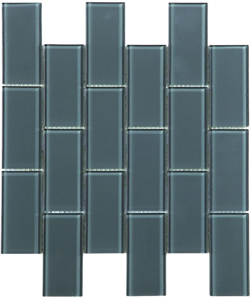 CQ60524 4mm 2-Inch x 4-Inch Mesh Mount Glass Tile, Dark Grey