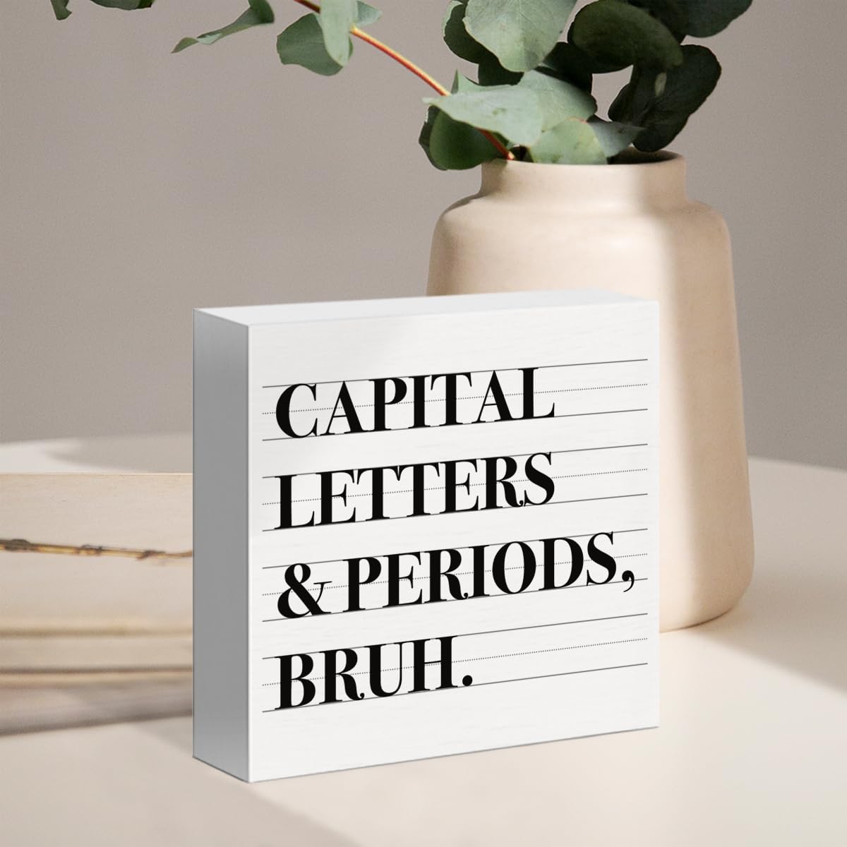 Funny English Teacher Gifts, English Teacher Thank You Gift Christmas Birthday Teacher's Day Gifts, Teachers Home School Classroom Desk Decor Wooden Box Sign 5 x 5 Inches