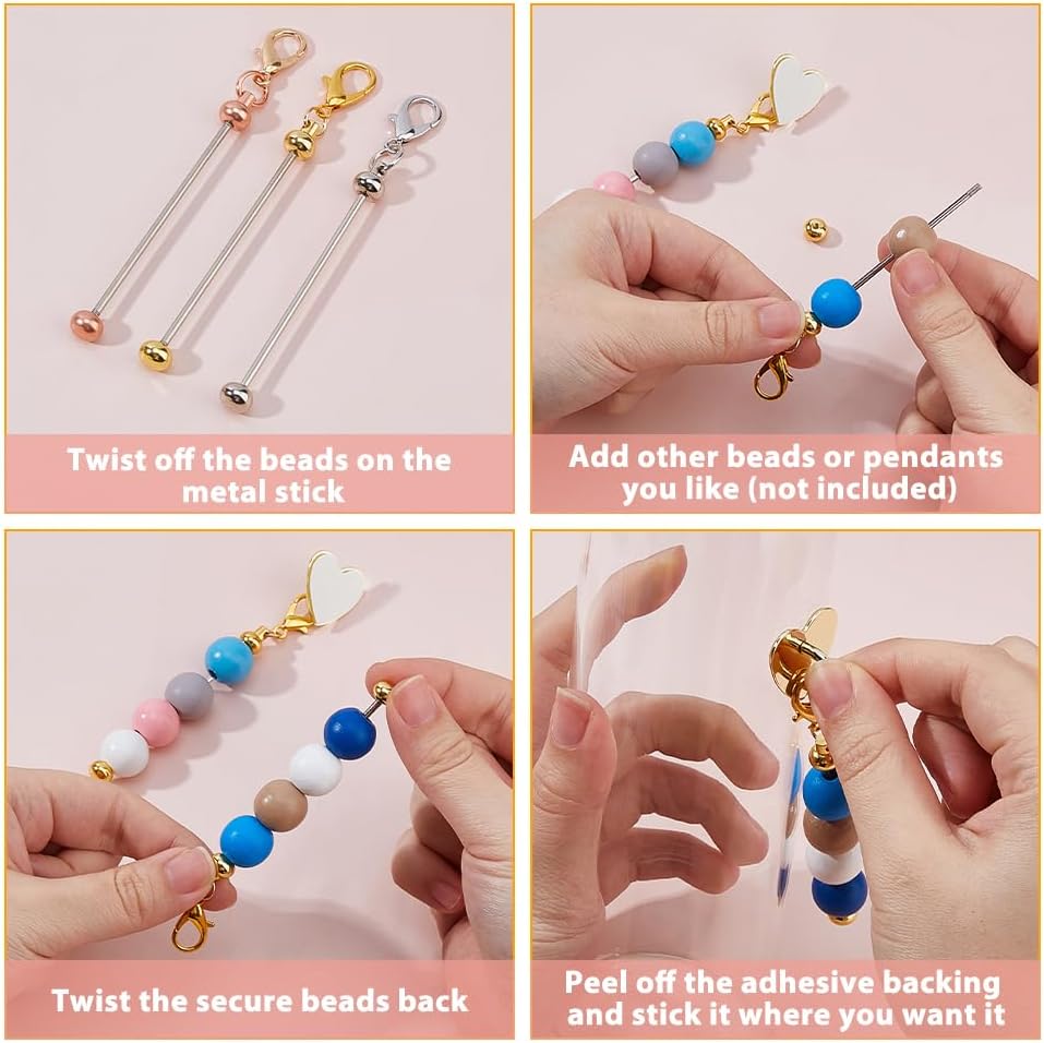 SUPERFINDINGS 12Pcs Beadable Cup Charms Beaded Straw Toppers For Tumbler image 5
