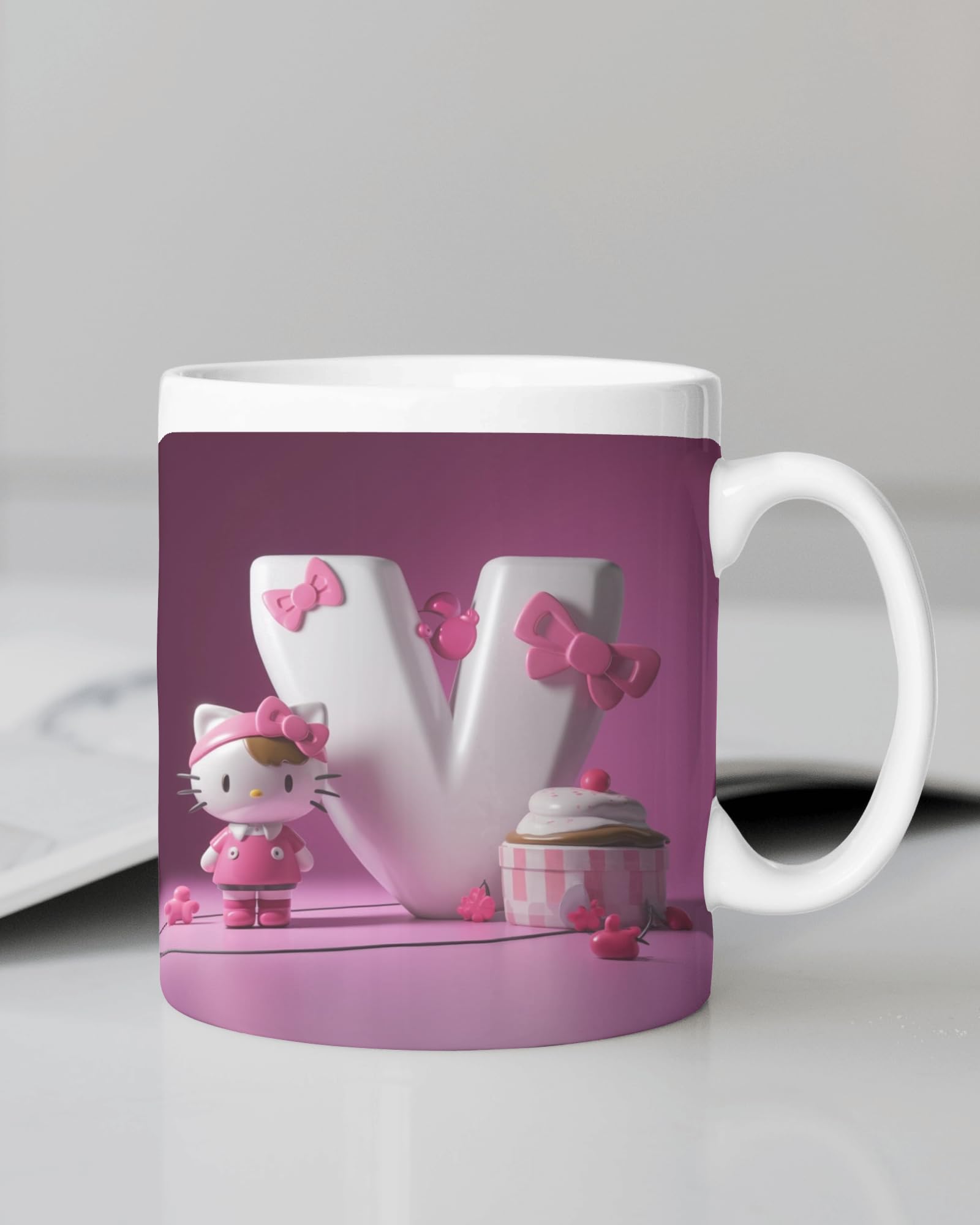 Aastha ImagineDelightful Hello Kitty Ceramic Coffee Mug - A Charming Companion for Your Daily Brew, Bringing Joy and Playfulness to Every Sip (V)