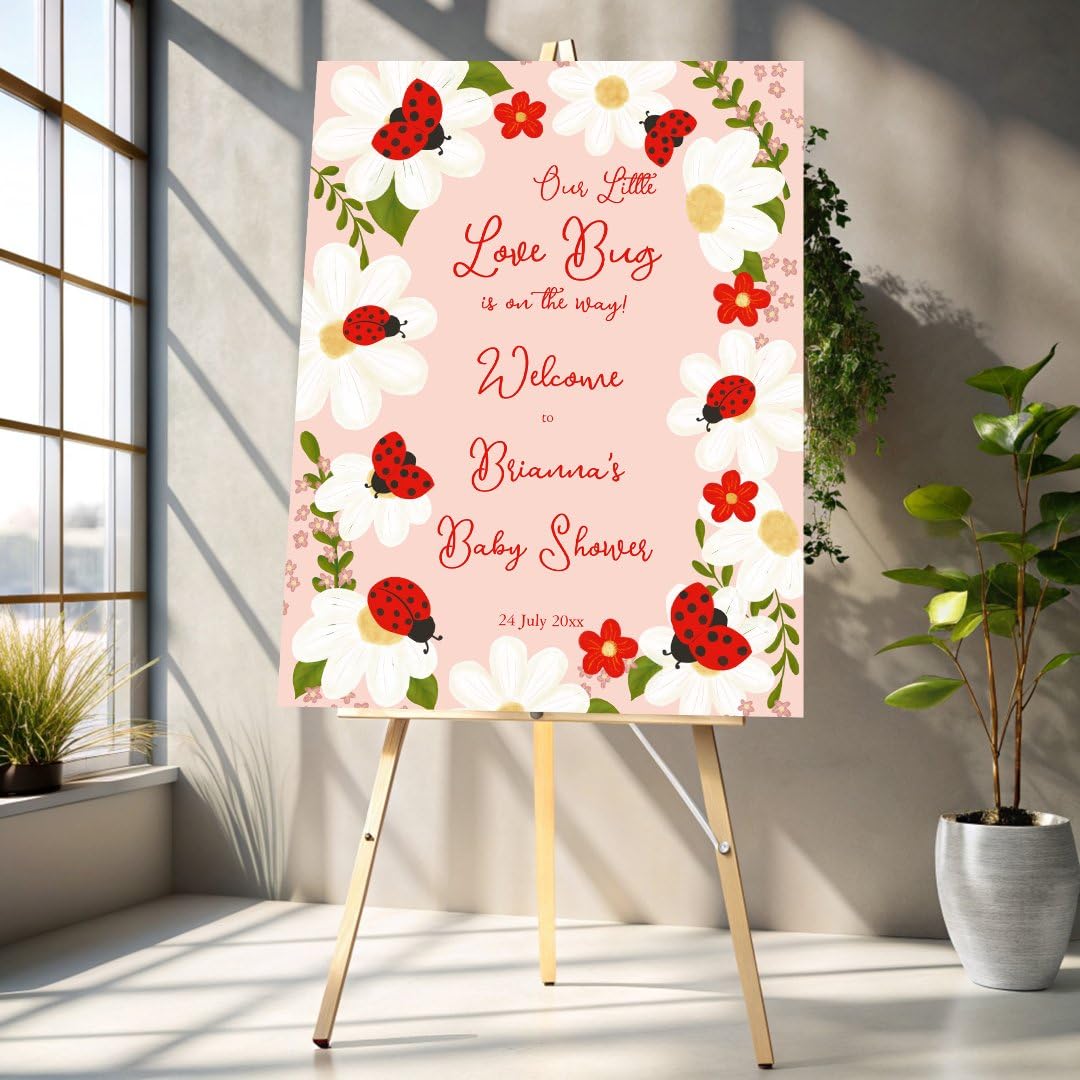 Kabeehome Welcome Poster Without Easel Our Little Love Bug Is On The Way Baby Shower Welcome Sign Flowers Baby Shower Decorations Gender Reveal