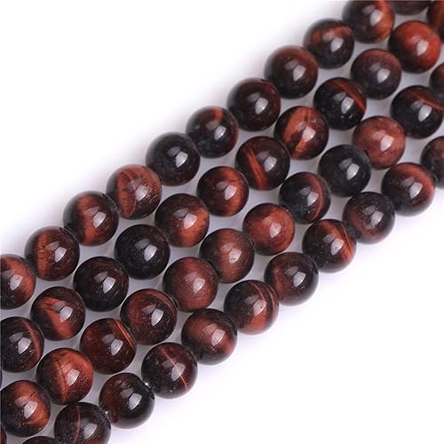 JOE FOREMAN Cuentas de ojo de tigre rojo natural de 0.472 pulgadas (0.472 in) con piedras semipreciosas, cuentas redondas sueltas para hacer joyas,
