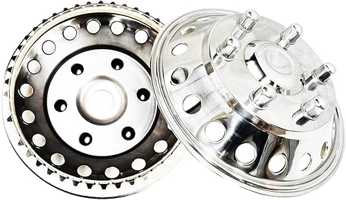 Miniatura 7 de 4 piezas Simuladores de ruedas delanteras y traseras de acero inoxidable pulido para Dodge Sprinter Van 12-21, 16" Dually 6 orificios 18 agujeros de