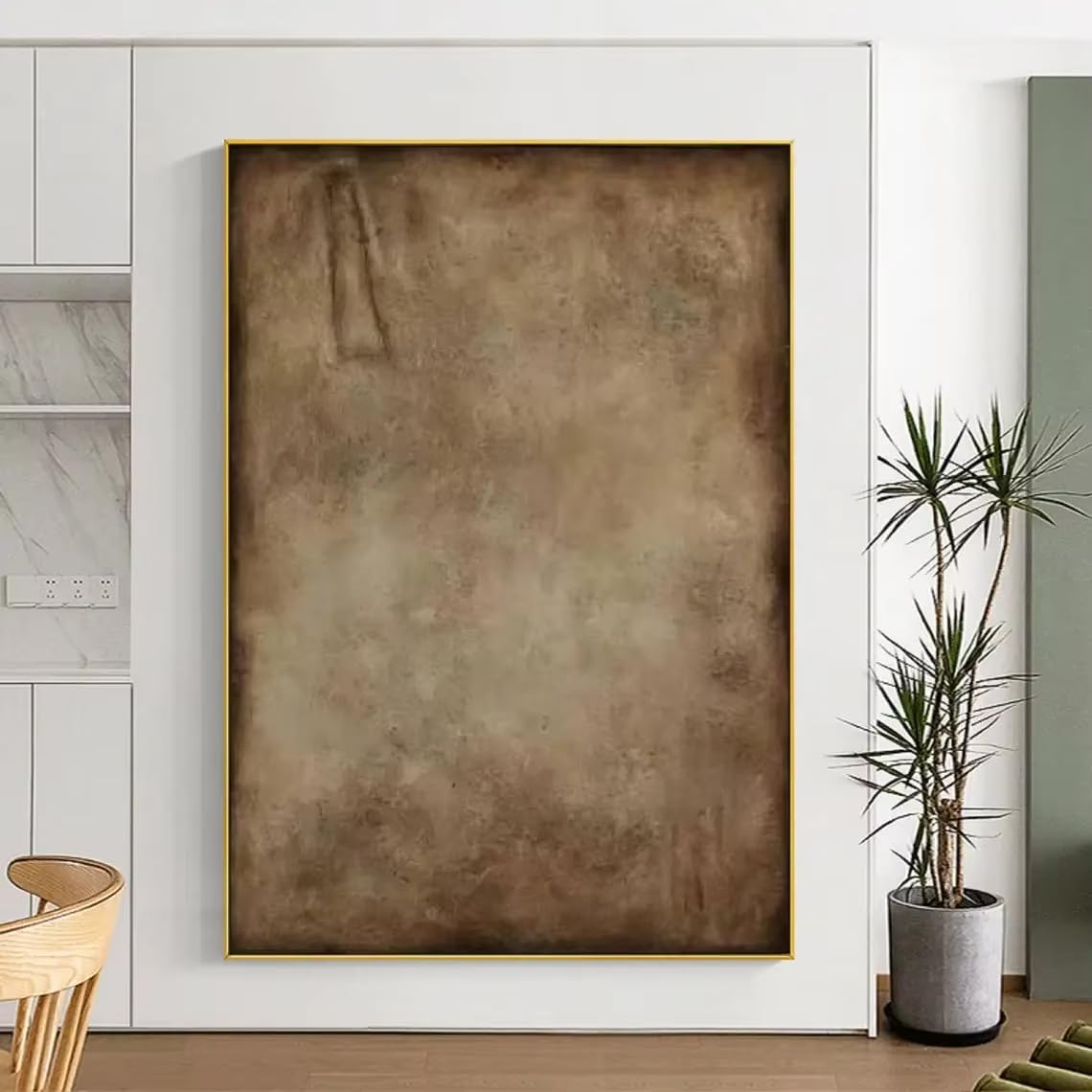 awtrhfc Brown Abstract Painting Modern Orange Wall Art Minimalist Painting Office Wall Decorat(40x50cm(16x20in)/No frame)