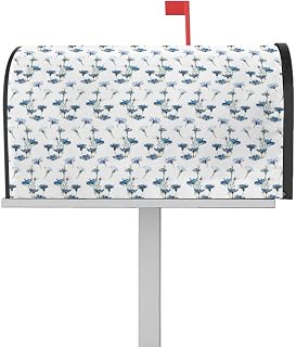 Mailbox Cover Magnetic Summer Blue Flower Watercolor Floral Mailbox Covers Standard Size 21x18in,Mailbox Covers Wrap Post Letter Box Cover for Garden Yard Outdoor Pastoral Abstract Plant Seamless