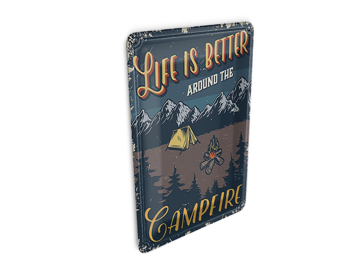 Femer Girls Multicoloured Tin Postcard Retro 14 X 10 Cm Life Better Camp Fire Camping Decorative Sign