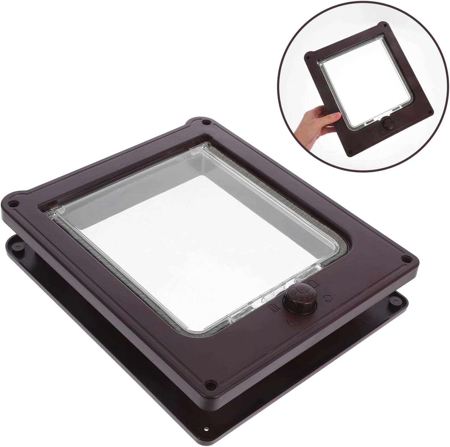 OUNONA Lockable Cat Door with 4-Way Lock Small Dog and Cat Flap for Interior and Exterior Doors for Window and Wall Installation