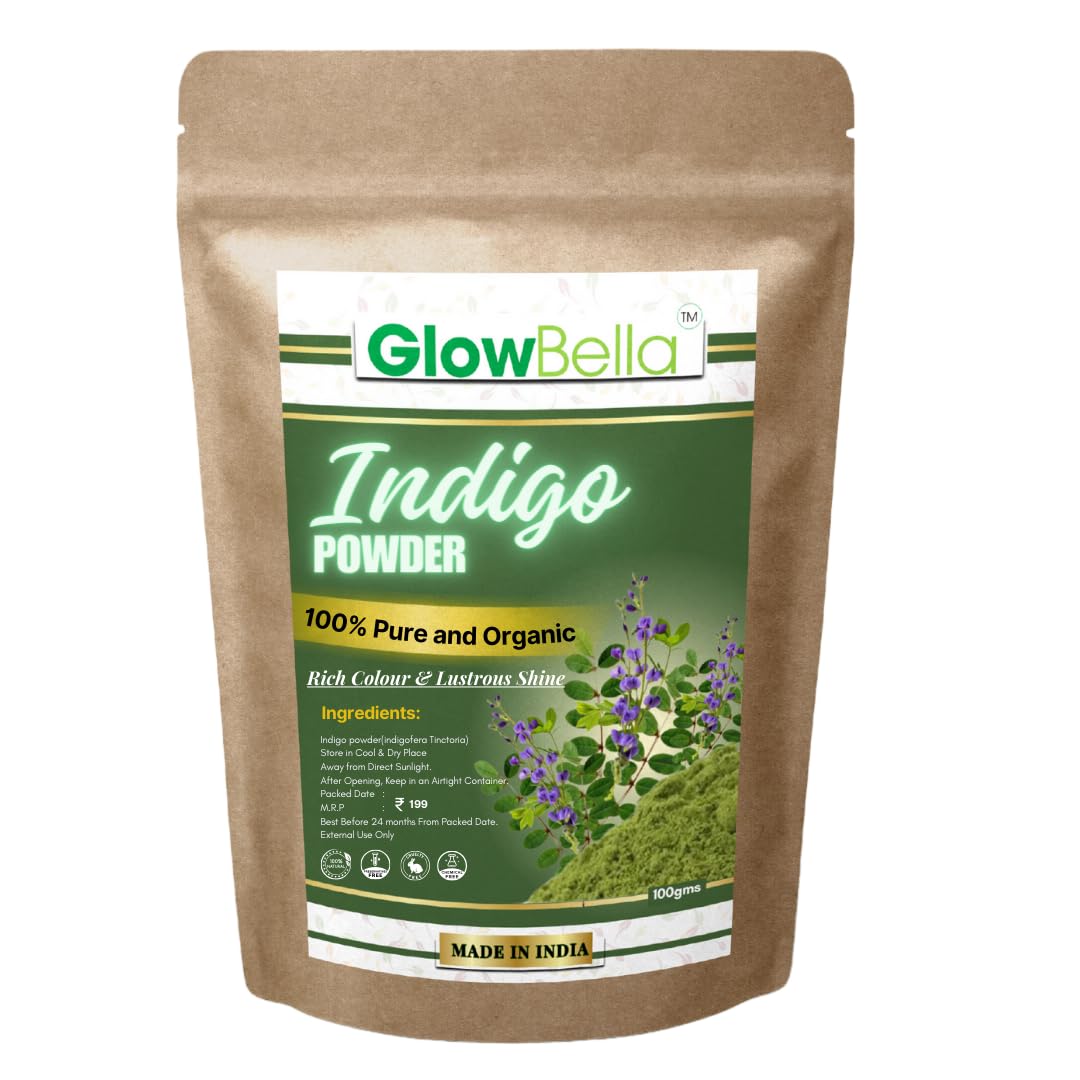 Glow Bella Organic Indigo Powder For Hair Black, Triple-Sifted & Microfine, Indigofera Tinctoria Powder for Natural Hair Coloring, 100g-image-40