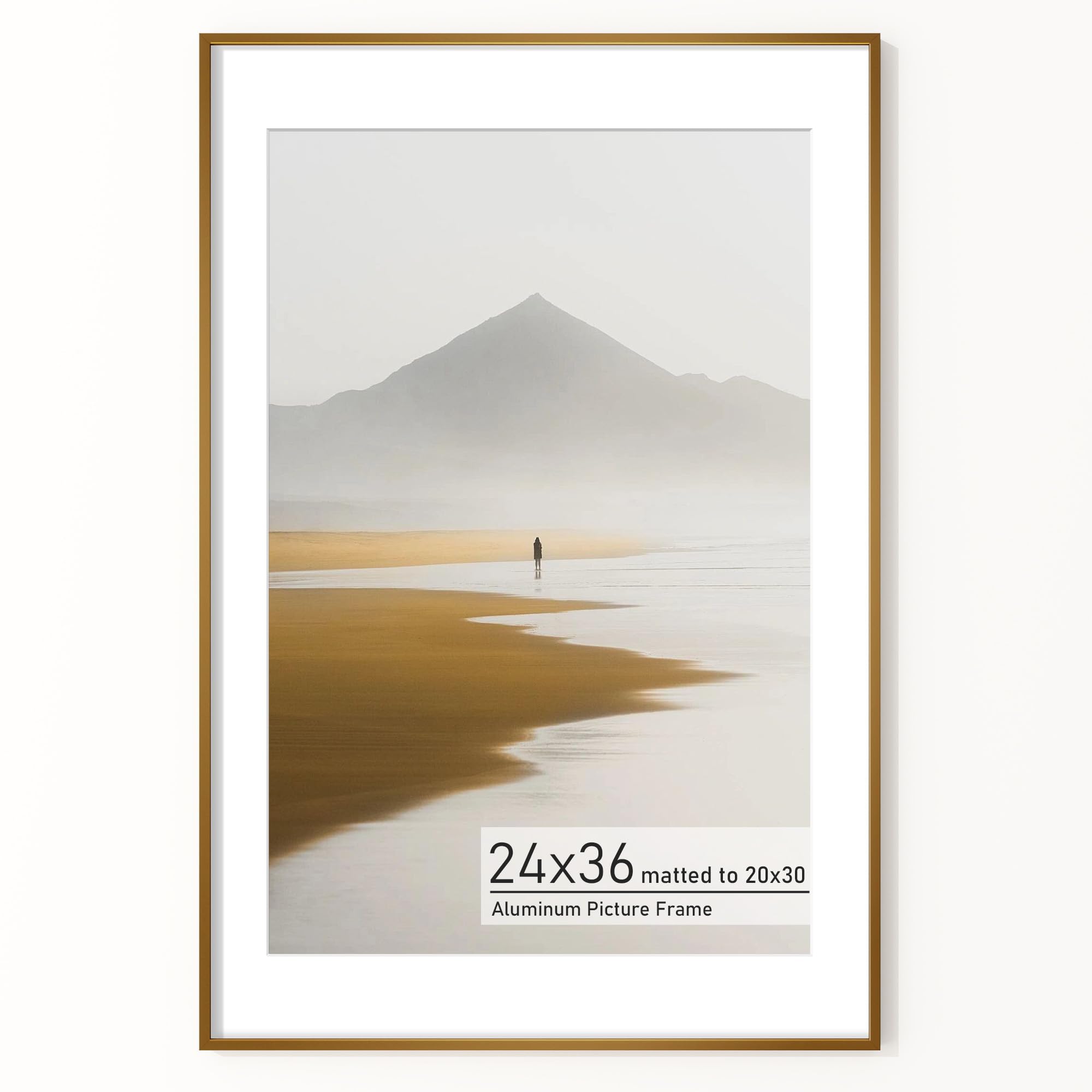 Acovy 24x36 Picture Frame, Aluminum Photo Frame Matted to 20x30, 24 x 36 Poster Frame with High Definition Tempered Glass, Metal Frame for Wall, Wall Hook Included — image 1