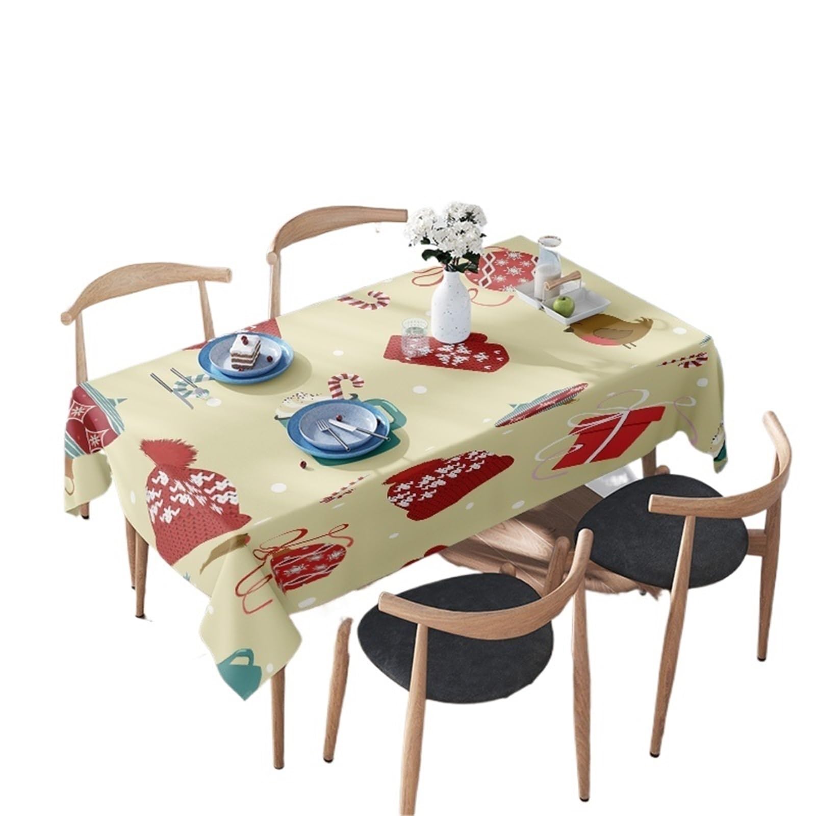 LYXYGMV Vibrant Snowflake Mittens Print Tablecloth Festive Holiday Decor For Your Dining Room Or Kitchen/Table Setting for Dining Room(100X140CM)