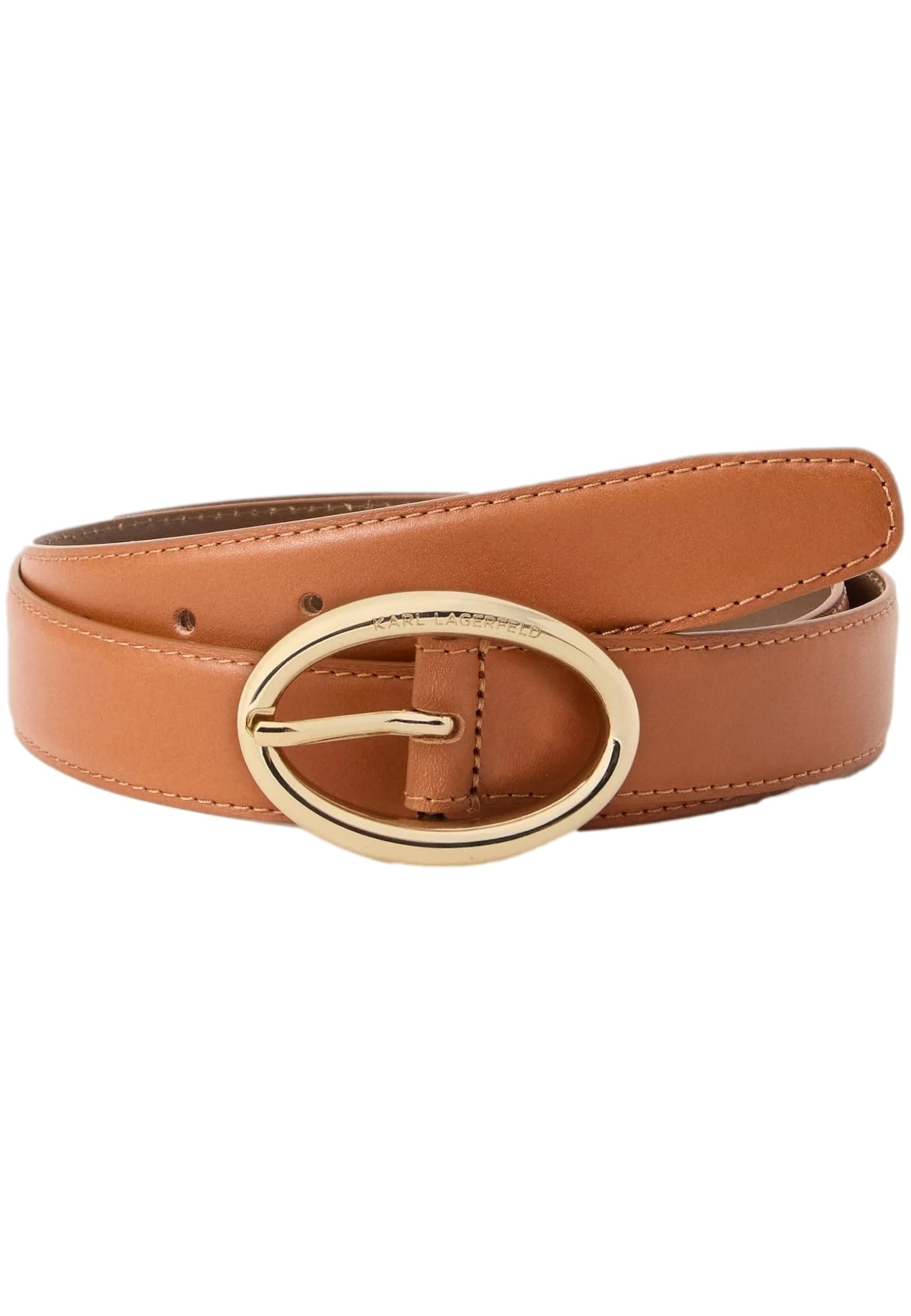 KARL LAGERFELD Ceinture boucle dorée ovale couleur marron