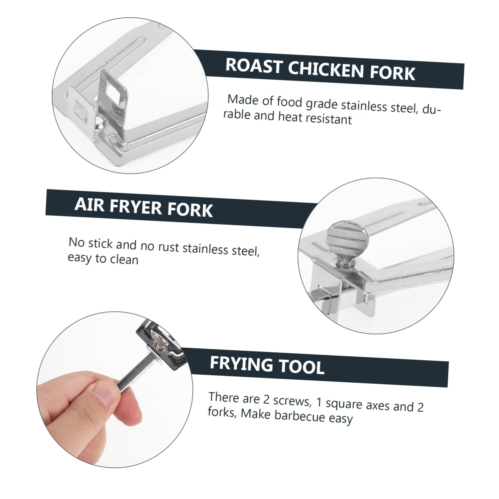 BESPORTBLE Estante de pollo asado para horno microondas Lámina palo de pollo a la parrilla panelas cozinha grill placas desmontables cacerolas de cocina tenedores giratorios para pollo asado
