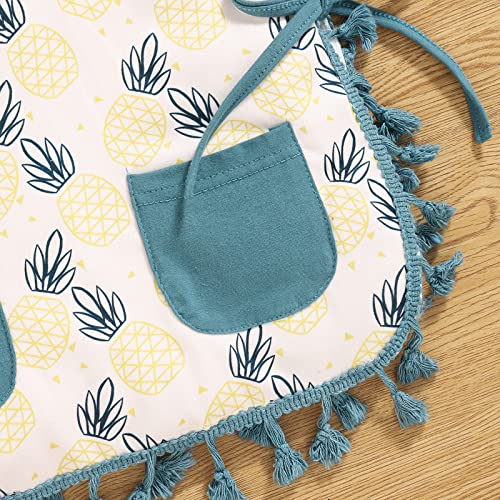 Qiylii Toddler Baby Girls Beach Cover-Up Hooded Bathrobe Strawberry/Pineapple Print Tassel Pocket Tie Up Swimwear Coverup4