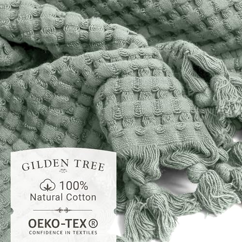 GILDEN TREE Decorative Waffle Hand Towels for Bathroom, 20x35 Large, Quick Drying Fingertip Towel, 2 Pack, Modern Style (Sage Grey) by GILDEN TREE - Image 2