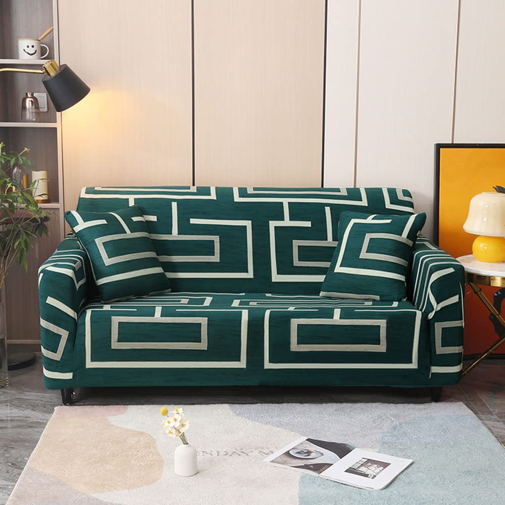 Yopoiy Stampato Elasticizzato Copridivano Rimovibile Copri Divano Super Morbido Fodera Per Divano Proteggi Mobili Universale Elastico Con 1 Federa -6-3 Posti (190-230 Cm)-image