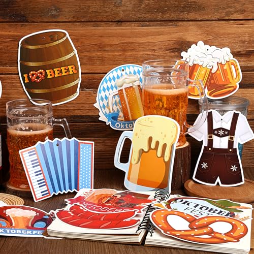 JUNEBRUSHS Oktoberfest Deko Set - 33 Stück Banner, Girlande, Flagge, Deckenhänger für Bayrisch Party