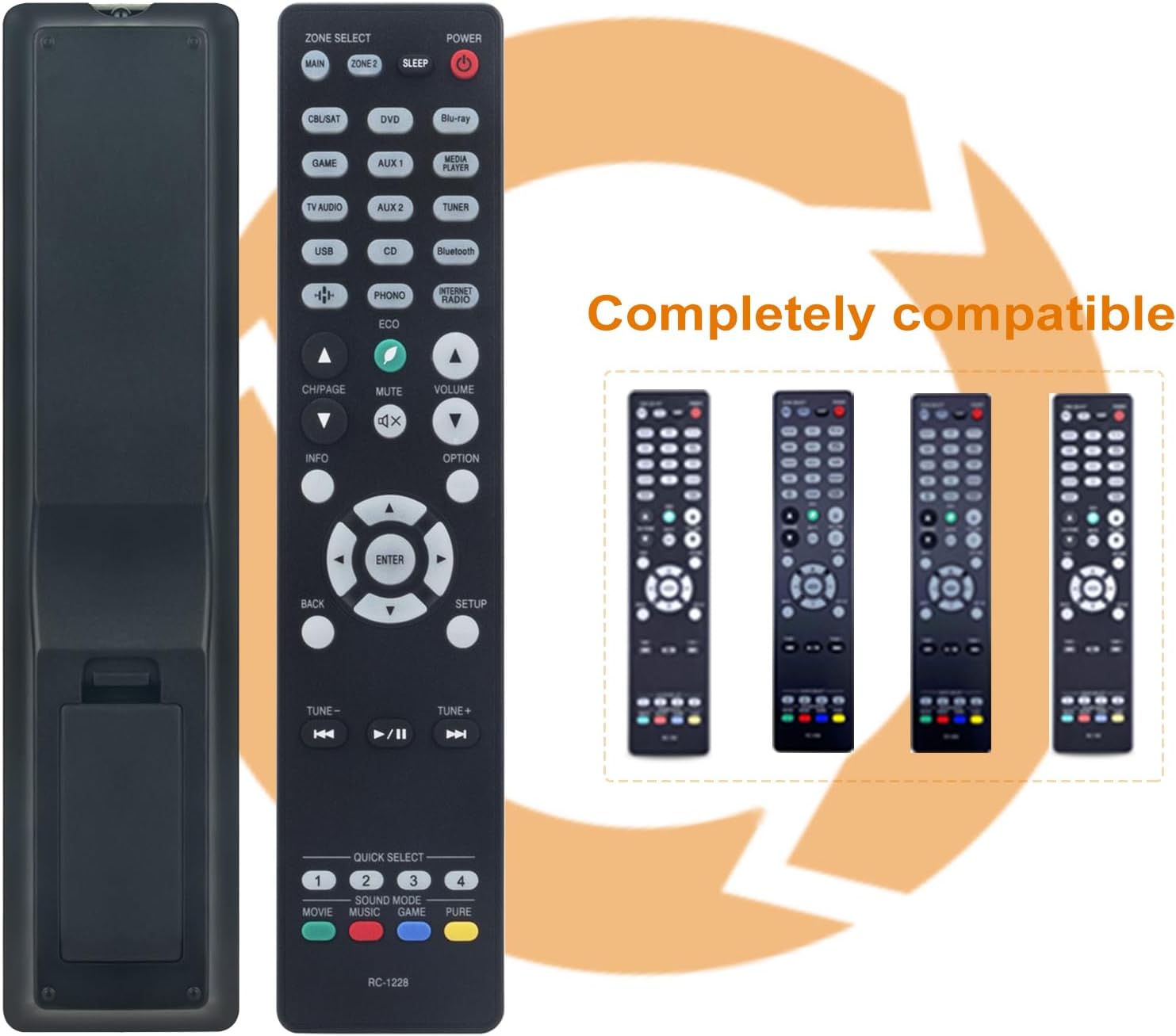 Remote Backside AIDITIYMI RC-1228 Replacement Remote Control Instruction Manual for ...