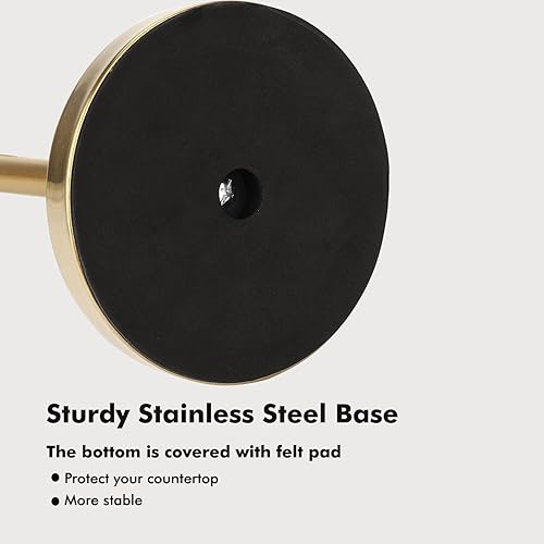 Miniatura 6 de Soporte para toallas de papel, soporte de rollo de papel de pie para cocina y baño, con base pesada para operación con una sola mano (dorado)