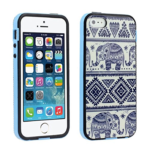 Changeshopping(TM) Blue Elephant Totems Pattern PC+TPU Skin Case Cover For iPhone 5 5G 5S