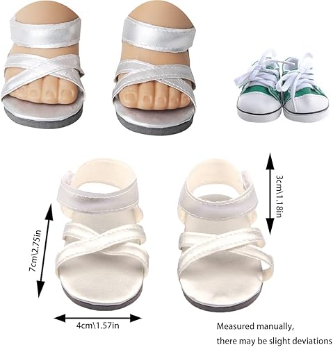 Miniatura 2 de 10 pares de zapatos de muñeca de 18 pulgadas, botas BOSOIRSOU de 2.75 pulgadas, zapatos de baile, sandalias, zapatos casuales, zapatos de lona