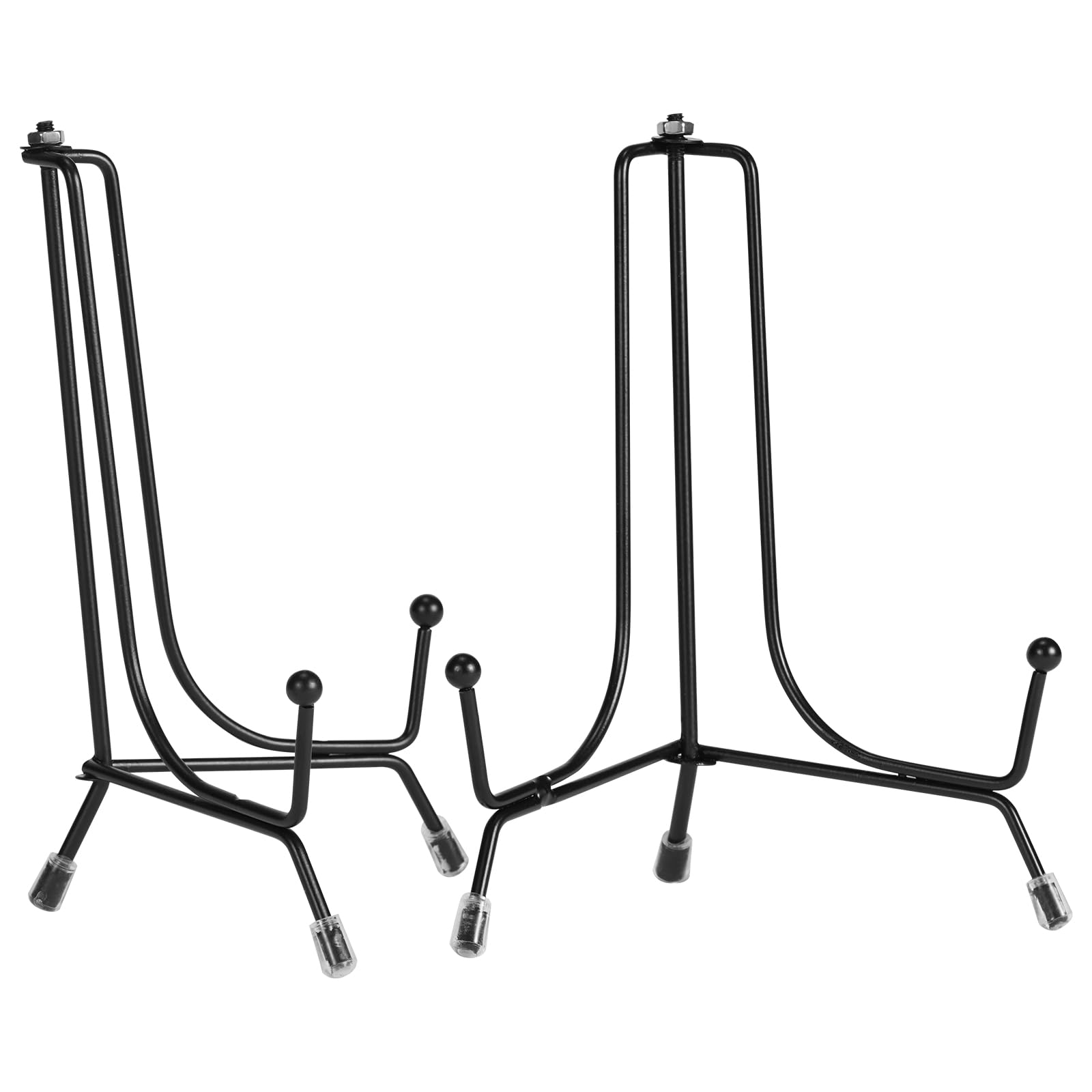Jinzory 2 Pack Improved Anti-Slip Plate Stands, 6 Inch Black Iron Display Stands for Frames, Pictures, Photos, Books, Decorative Plates and Artworks