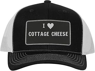 I Heart Love Cottage Cheese - Leather Black Patch Engraved Trucker Hat