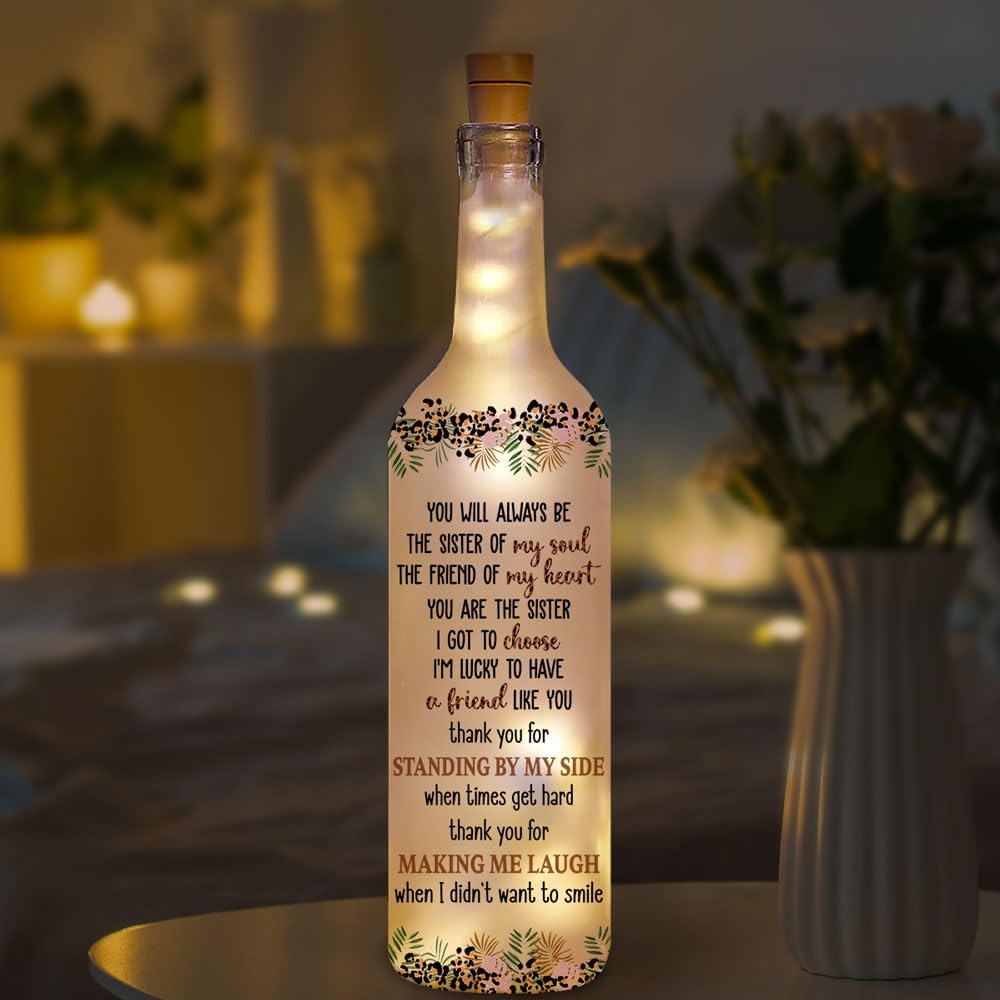 Wrappiness Personalized Bottle Lamp to My Besties - You are My Soul Sister LED Lighting Gift for BFF, Soul Sister, Best Friend, Perfect for Birthday, Christmas, or Friendship Anniversary