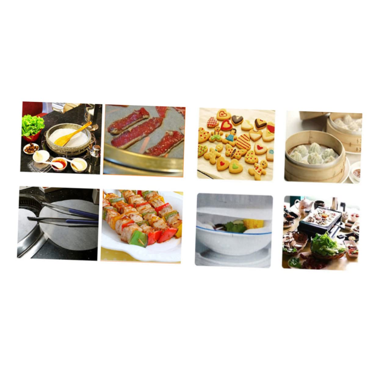 SOLUSTRE 50 Pack Non-stick Bbq Baking Paper Liners 20cm Diameter Barbecue Supplies Easy to Use for Home Restaurant