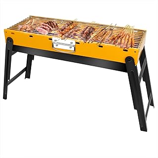 Portable Charcoal Grill, Portable Tabletop BBQ for Outdoor Cooking | Compact Folding Grill for Camping, Hiking, Picnics & Travel | 24”x13”x9” Lightweight Smoky Flavor Grill